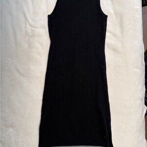 Athleta Ribbed Knit Mock Neck Black Dress